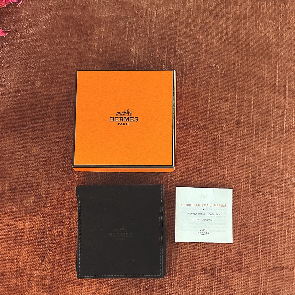 Hermes Orange Bracelet Box with Pouch and Papers